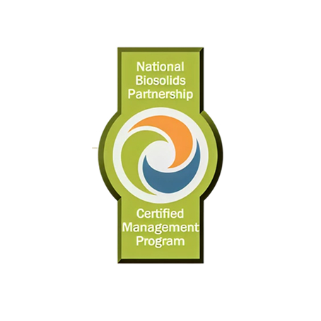 National Biosolids Partnership Certified Management Program logo with a three-color circular swirl on a green background.