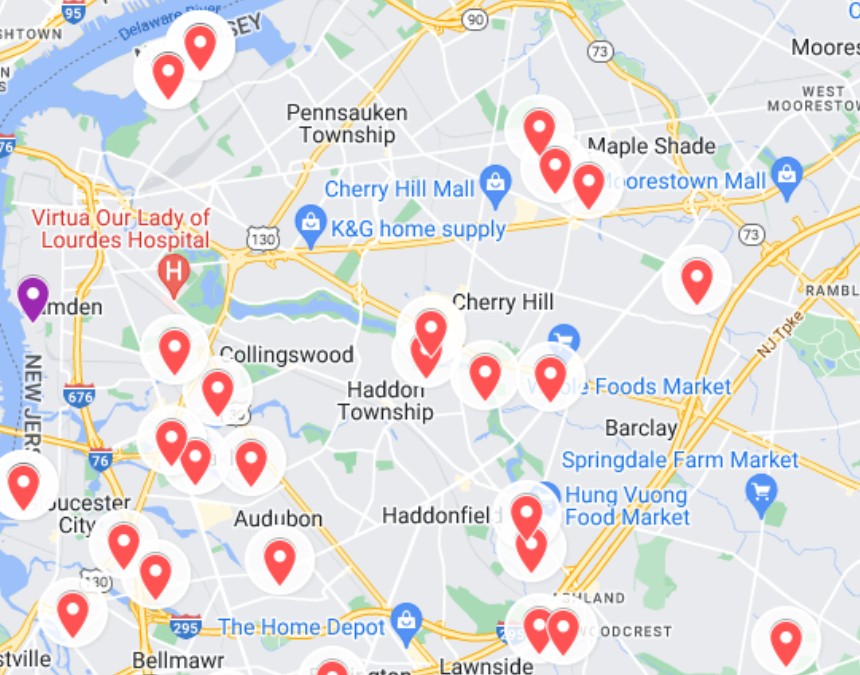 CCMUA pump station locations map showing regional sewer system Camden County infrastructure