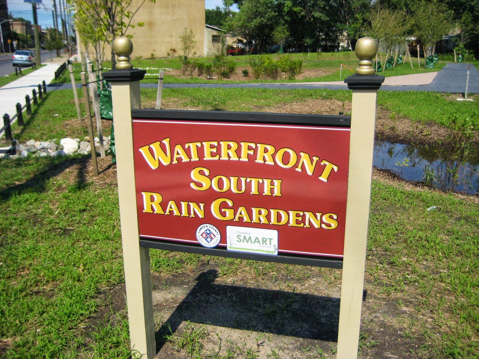 Sign for the Waterfront South Rain Gardens
